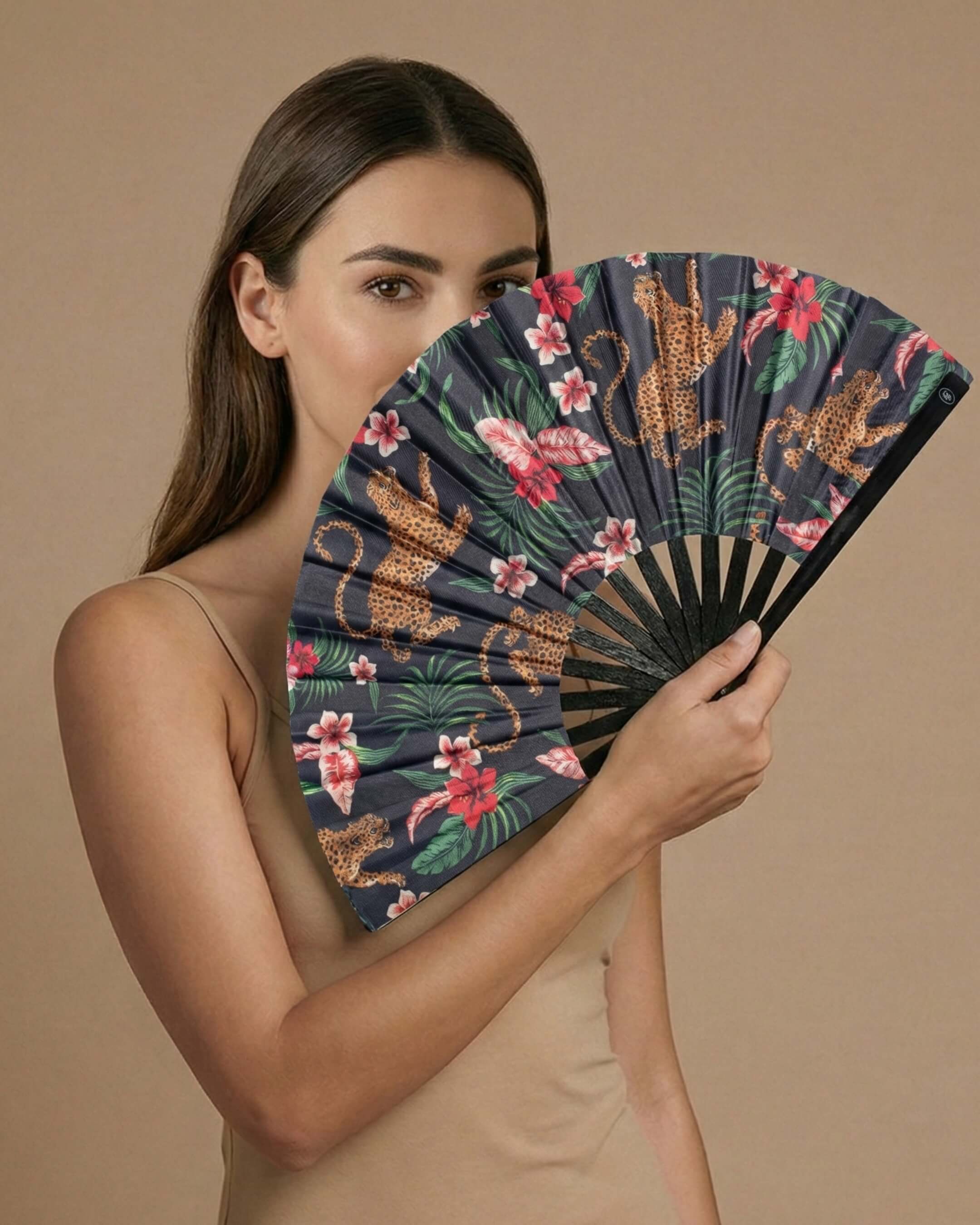 Jungle Rose Hand Fan
